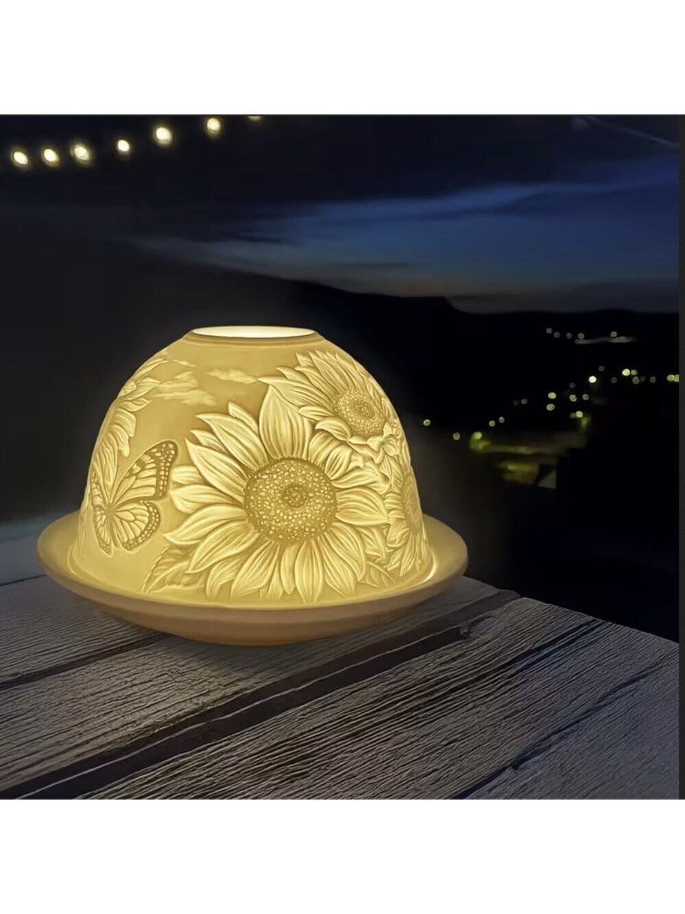Sunflower and Monarch butterfly Fairy Lamp Lithopane - Picture 4 of 7